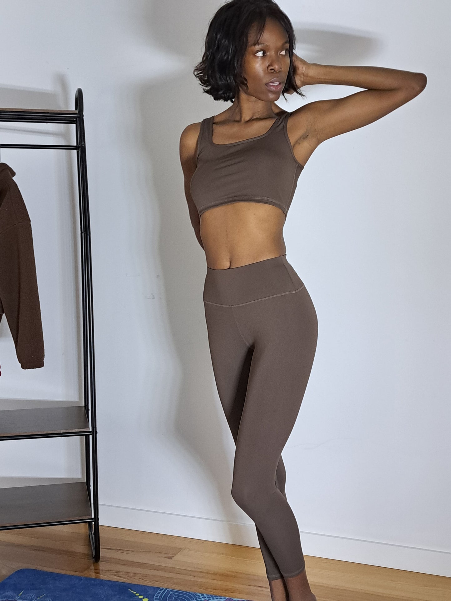 Conjunto 3 peças Yoga-Treino Top,Calça,Casaco de mangas comprida e fecho frontal