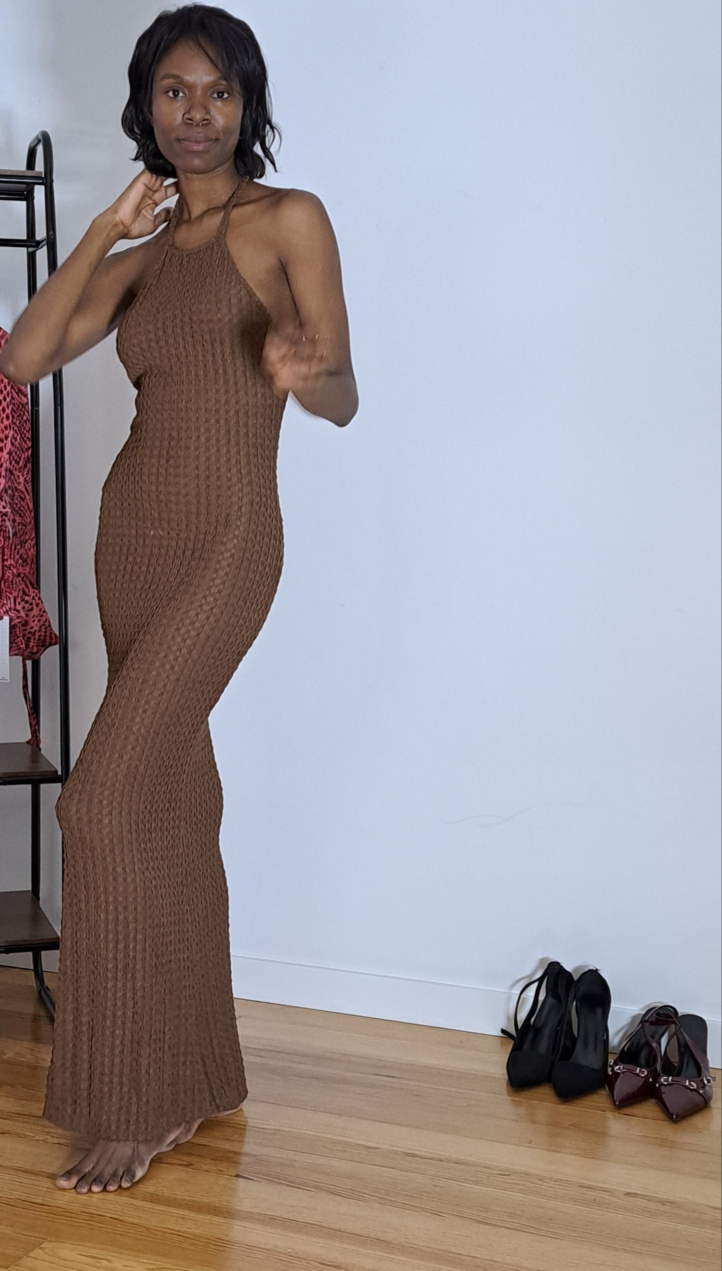 Vestido Cacau Dourado Alças Finas