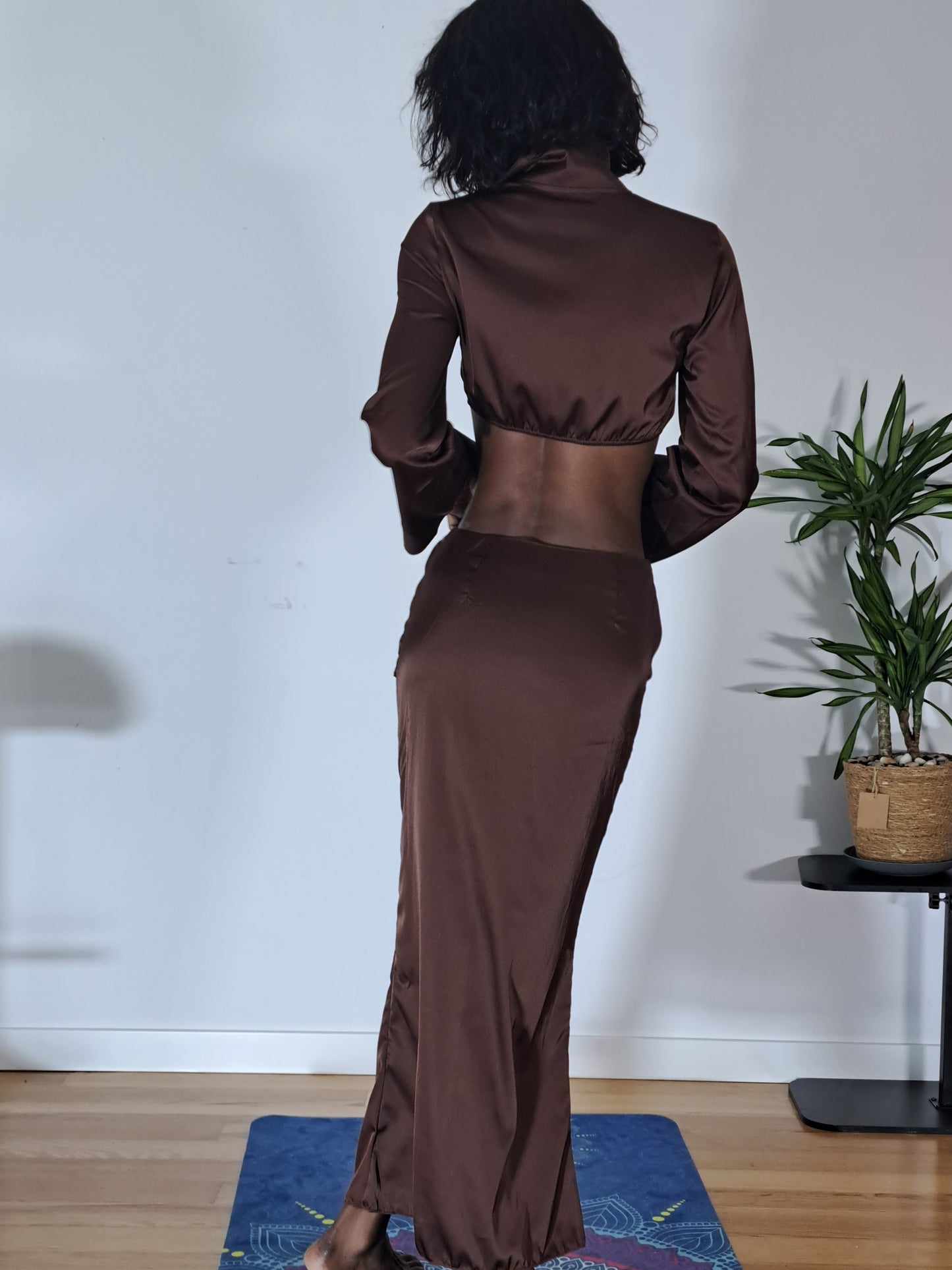 Conjunto Saia Longa e Top em Cetim