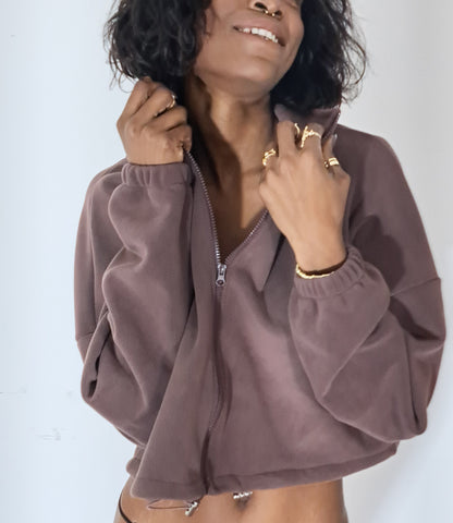 Casaco Casual Com Feicho Frontal e Gola Alta