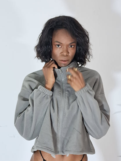 Casaco Casual Com Feicho Frontal e Gola Alta