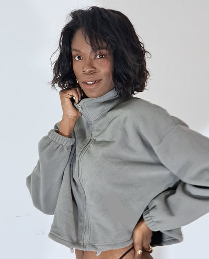 Casaco Casual Com Feicho Frontal e Gola Alta