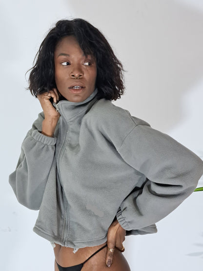 Casaco Casual Com Feicho Frontal e Gola Alta