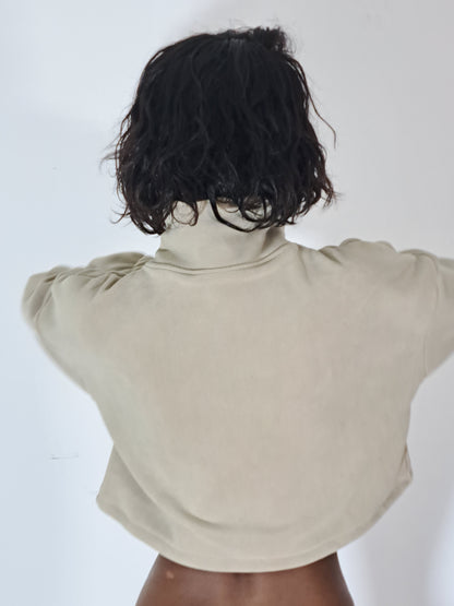 Casaco Casual Com Feicho Frontal e Gola Alta