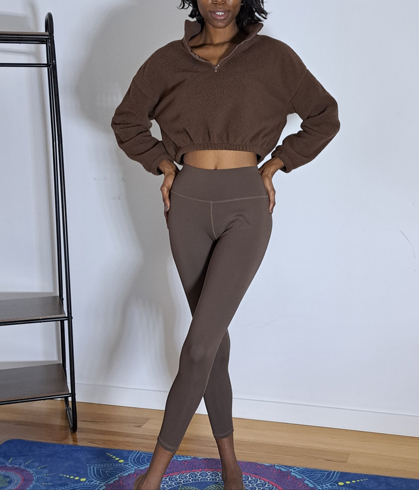 Conjunto 3 peças Yoga-Treino Top,Calça,Casaco de mangas comprida e fecho frontal