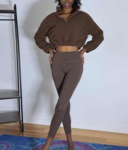 Conjunto 3 peças Yoga-Treino Top,Calça,Casaco de mangas comprida e fecho frontal