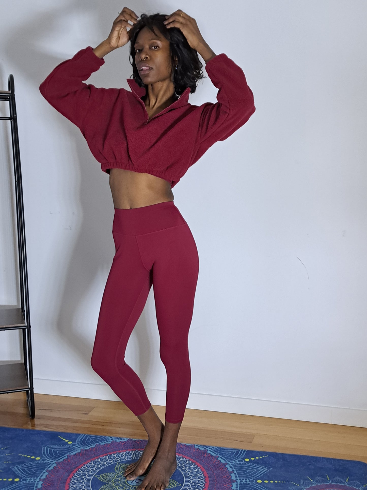 Conjunto 3 peças Yoga-Treino Top,Calça,Casaco de mangas comprida e fecho frontal