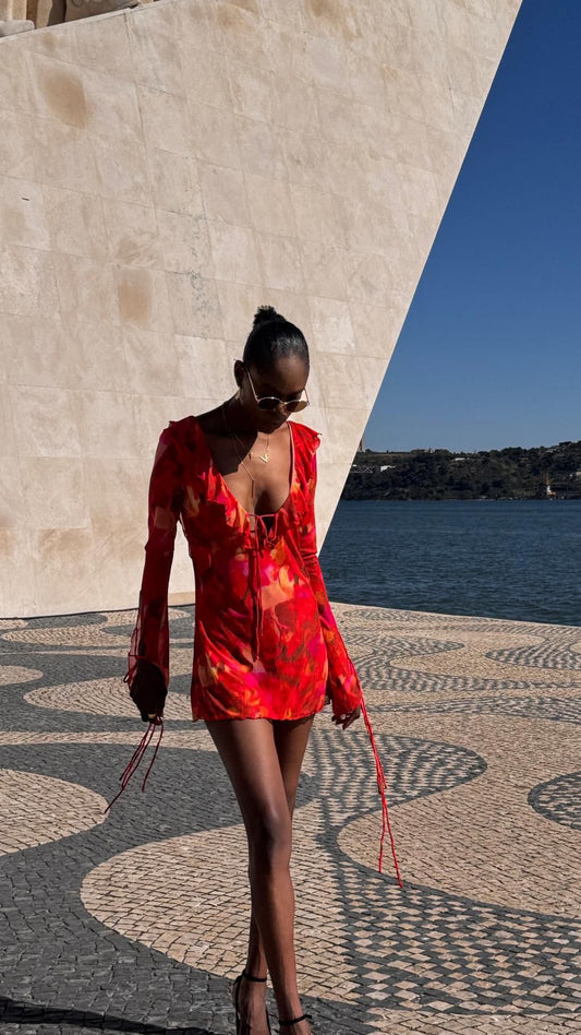 Vestido Chama Tropical Calor do Verão