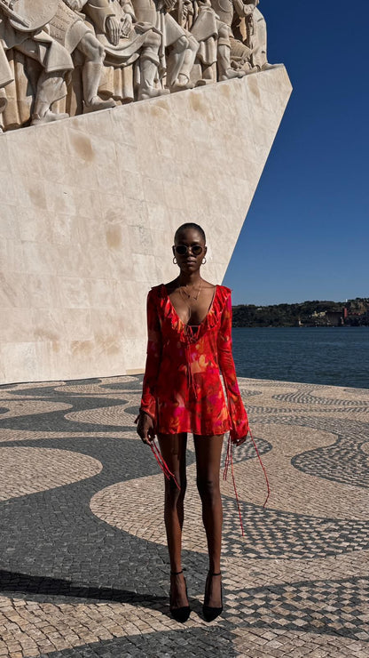 Vestido Chama Tropical Calor do Verão