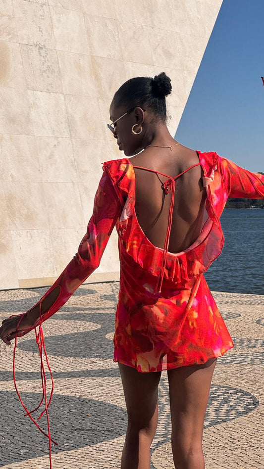 Vestido Chama Tropical Calor do Verão