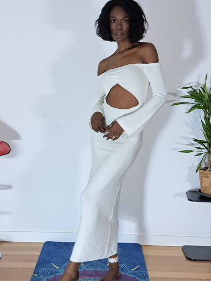 Vestido Recorte Frontal Marfim Rebelde, Espirito Livre -0052