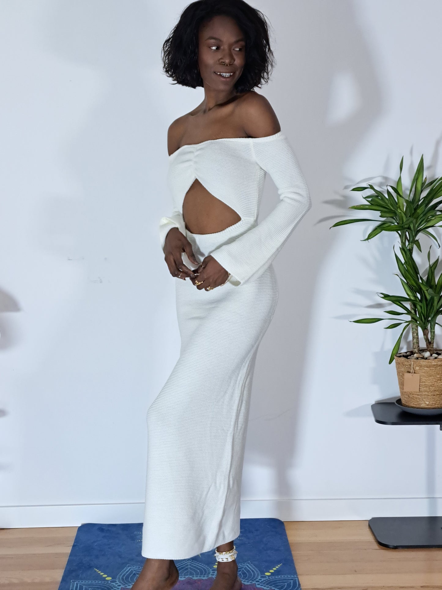 Vestido Recorte Frontal Marfim Rebelde, Espirito Livre -0052