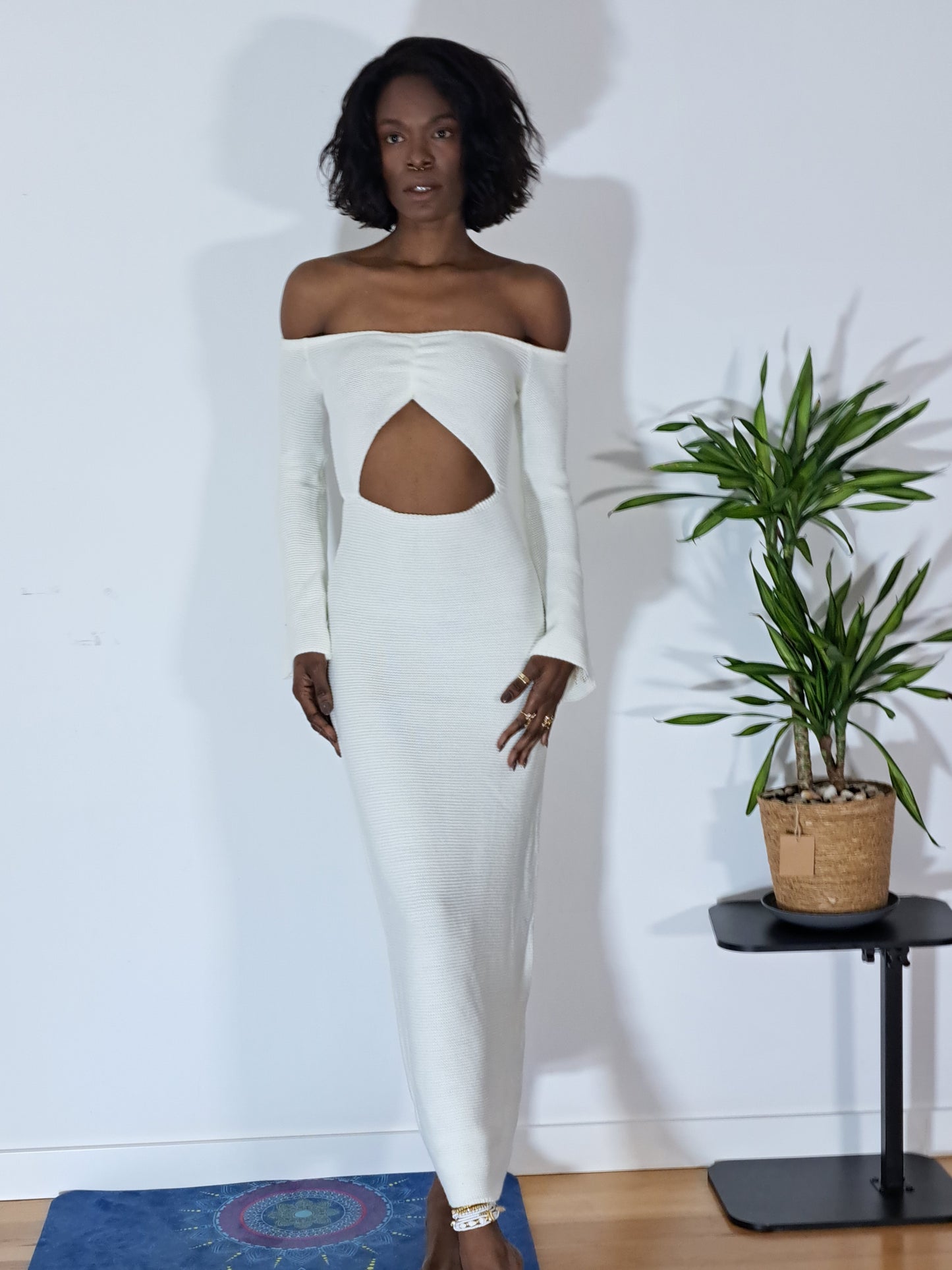 Vestido Recorte Frontal Marfim Rebelde, Espirito Livre -0052